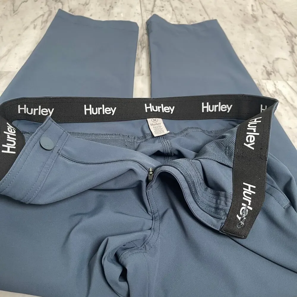 Hurley Men's Performance Stretch Pant Flat Front Water Repellent Blue 34x30